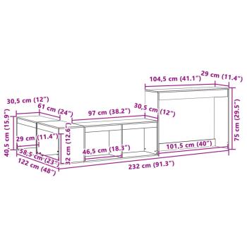 Nachttisch mit Schreibtisch 232x122x75 cm Massivholz Kiefer