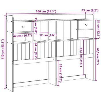 Kopfteil mit Stauraum 75 cm Massivholz Kiefer