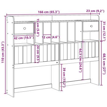 Kopfteil mit Stauraum 160 cm Massivholz Kiefer