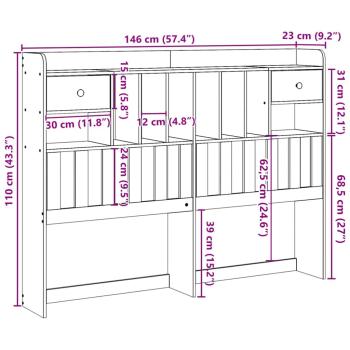 Kopfteil mit Stauraum 140 cm Massivholz Kiefer