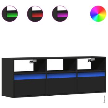 TV-Wandschrank mit LED-Beleuchtung Schwarz 130x31x45 cm