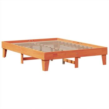 Massivholzbett ohne Matratze Wachsbraun 150x200 cm Kiefernholz