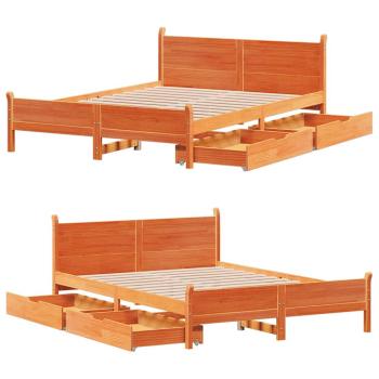 ARDEBO.de - Massivholzbett ohne Matratze Wachsbraun 120x200 cm Kiefernholz