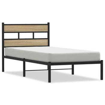 Metallbett ohne Matratze Sonoma-Eiche 90x200 cm