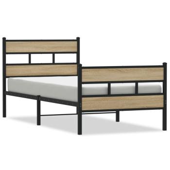 ARDEBO.de - Metallbett ohne Matratze Sonoma-Eiche 90x190 cm