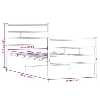 Metallbett ohne Matratze Sonoma-Eiche 90x190 cm