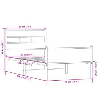 Bettgestell ohne Matratze Sonoma-Eiche 90x190 cm Holzwerkstoff