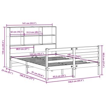 Massivholzbett ohne Matratze Wachsbraun 135x190 cm Massivholz