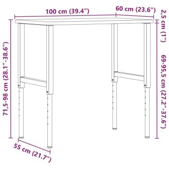 Werkbank 100x60x(71,5-98) cm Massivholz Eiche Rechteckig