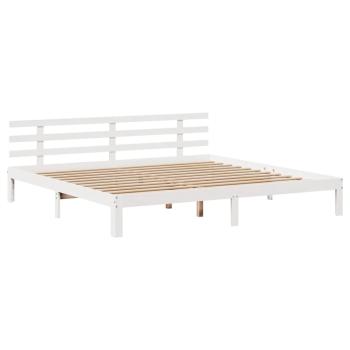 Massivholzbett mit Regal ohne Matratze Weiß 200x200 cm Kiefer