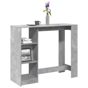 ARDEBO.de - Bartisch mit Regal Betongrau 124x46x103,5 cm Holzwerkstoff