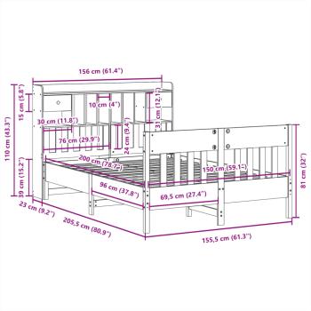 Massivholzbett ohne Matratze Weiß 150x200 cm Kiefernholz