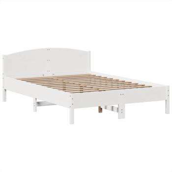 Massivholzbett mit Regal ohne Matratze Weiß 150x200 cm Kiefer