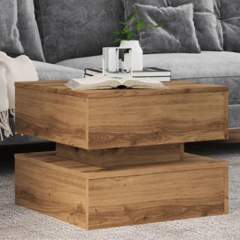 ARDEBO.de - Couchtisch mit LED-Leuchten Artisan-Eiche 50x50x40 cm