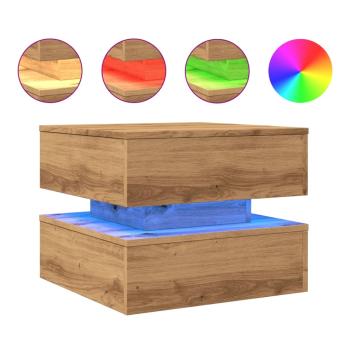 ARDEBO.de - Couchtisch mit LED-Leuchten Artisan-Eiche 50x50x40 cm