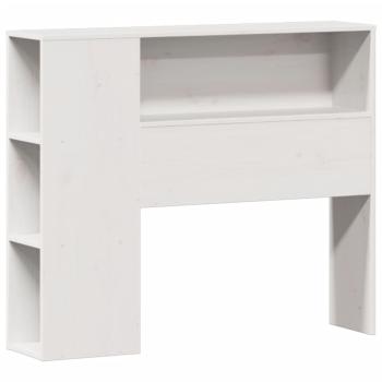 Massivholzbett mit Regal ohne Matratze Weiß 100x200 cm Kiefer