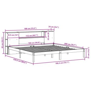 Massivholzbett mit Regal ohne Matratze 180x200 cm Kiefernholz