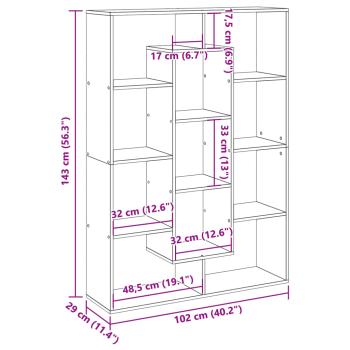 Bücherregal Betongrau 102x29x143 cm Holzwerkstoff