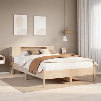 ARDEBO.de - Massivholzbett mit Regal ohne Matratze 150x200 cm Kiefer