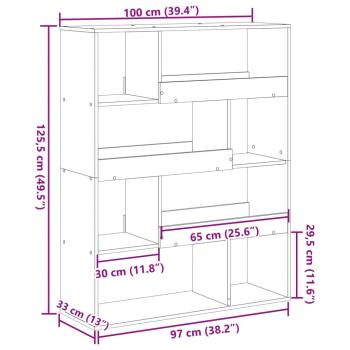 Raumteiler Schwarz 100x33x125,5 cm Holzwerkstoff