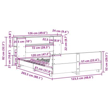 Massivholzbett ohne Matratze 120x200 cm Kiefernholz
