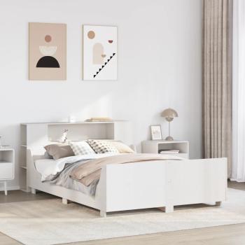 ARDEBO.de - Massivholzbett ohne Matratze Weiß 135x190 cm Kiefernholz
