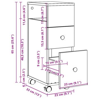 Schmaler Badschrank mit Rädern Sonoma-Eiche Holzwerkstoff