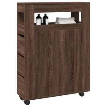 ARDEBO.de - Badschrank Schmal mit Rollen Eichen-Optik Holzwerkstoff