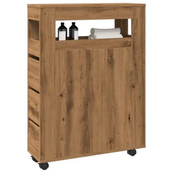 ARDEBO.de - Badschrank Schmal mit Rollen Artisan-Eiche Holzwerkstoff