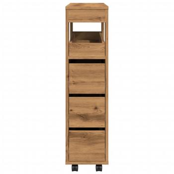 Badschrank Schmal mit Rollen Artisan-Eiche Holzwerkstoff