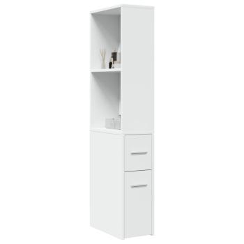 ARDEBO.de - Badschrank Schmal mit Rollen Weiß Holzwerkstoff