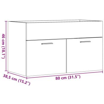 ARDEBO.de - Waschbeckenunterschrank Sonoma-Eiche 80x38,5x46cm Holzwerkstoff