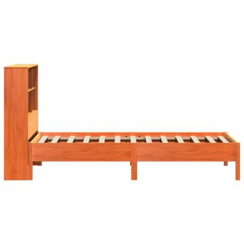 Massivholzbett mit Regal ohne Matratze Wachsbraun 75x190 cm