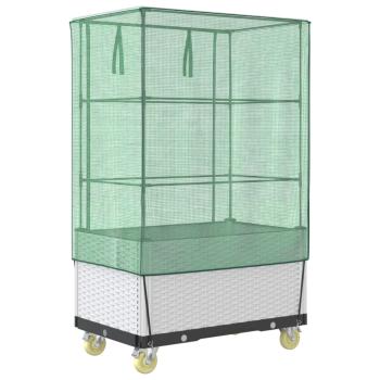 ARDEBO.de - Hochbeet mit Aufsatz und Rollen Rattan-Optik 80x50x182 cm