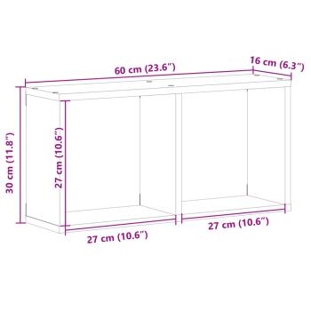 Wandschrank 60x16x30 cm Schwarz Holzwerkstoff