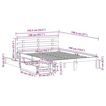 Massivholzbett mit Schubladen 140x190 cm Kiefer
