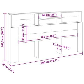 Bett-Kopfteil mit Ablagen Altholz-Optik 200x19x103,5 cm