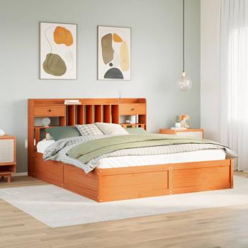 ARDEBO.de - Massivholzbett ohne Matratze Wachsbraun 200x200 Kiefernholz