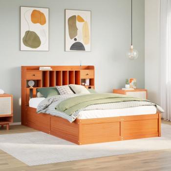ARDEBO.de - Massivholzbett ohne Matratze Wachsbraun 140x190 cm Kiefernholz