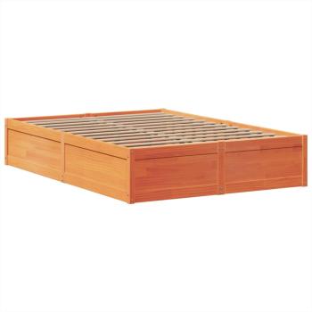 Massivholzbett ohne Matratze Wachsbraun 140x190 cm Kiefernholz