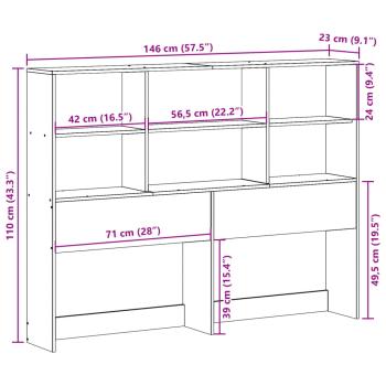 Kopfteil mit Stauraum 140 cm Massivholz Kiefer