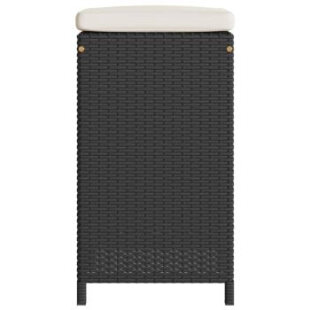 Garten-Barhocker mit Kissen 4 Stk. Schwarz Poly Rattan