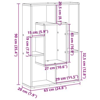 Bücherregal Betongrau 63x20x90 cm Holzwerkstoff