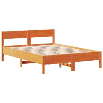 Massivholzbett mit Regal ohne Matratze Wachsbraun 150x200 cm