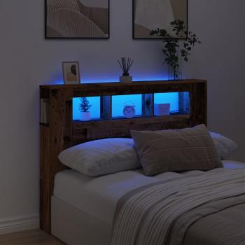 ARDEBO.de - LED-Kopfteil Altholz-Optik 140x18,5x103,5 cm Holzwerkstoff