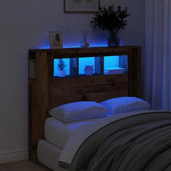 ARDEBO.de - LED-Kopfteil Altholz-Optik 120x18,5x103,5 cm Holzwerkstoff