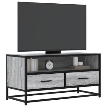 ARDEBO.de - TV-Schrank Grau Sonoma 80x34,5x40 cm Holzwerkstoff und Metall