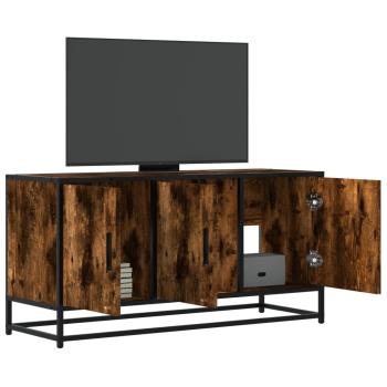 ARDEBO.de - TV-Schrank Räuchereiche 100x35x50 cm Holzwerkstoff und Metall
