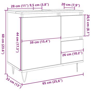 Waschbeckenunterschrank Betongrau 65x33x60 cm Holzwerkstoff