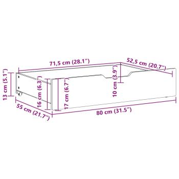 Bettschubladen 2 Stk. Wachsbraun 80x55x16 cm Massivholz Kiefer